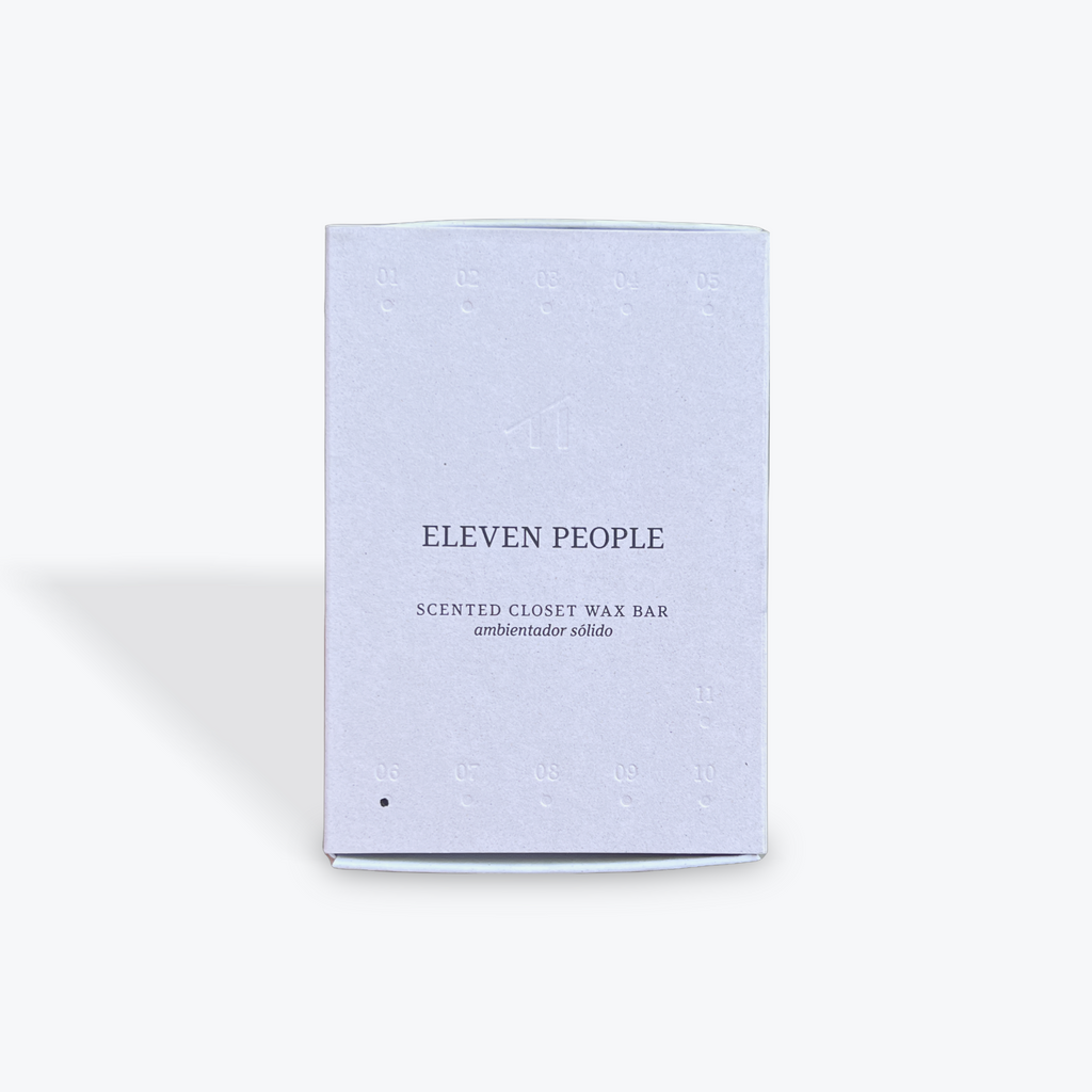 Scented closet wax bar packaging with 'Eleven People' branding on a white background