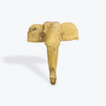 Wooden elephant head wall decoration on a white background