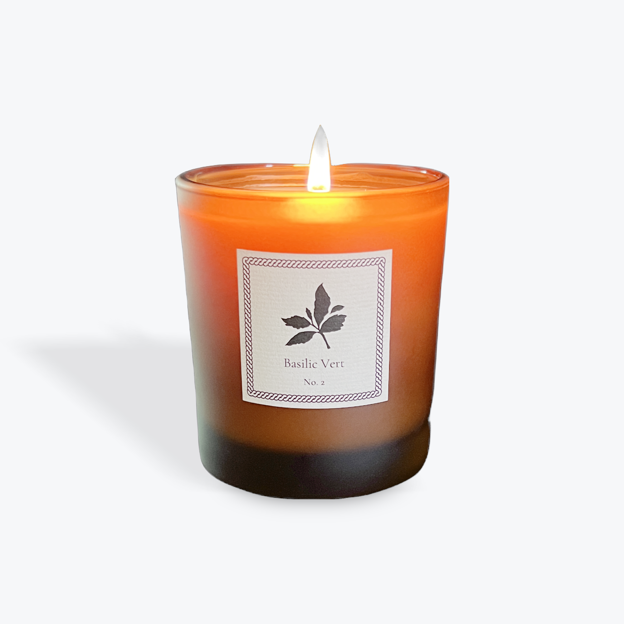 Candle with a label on an white background