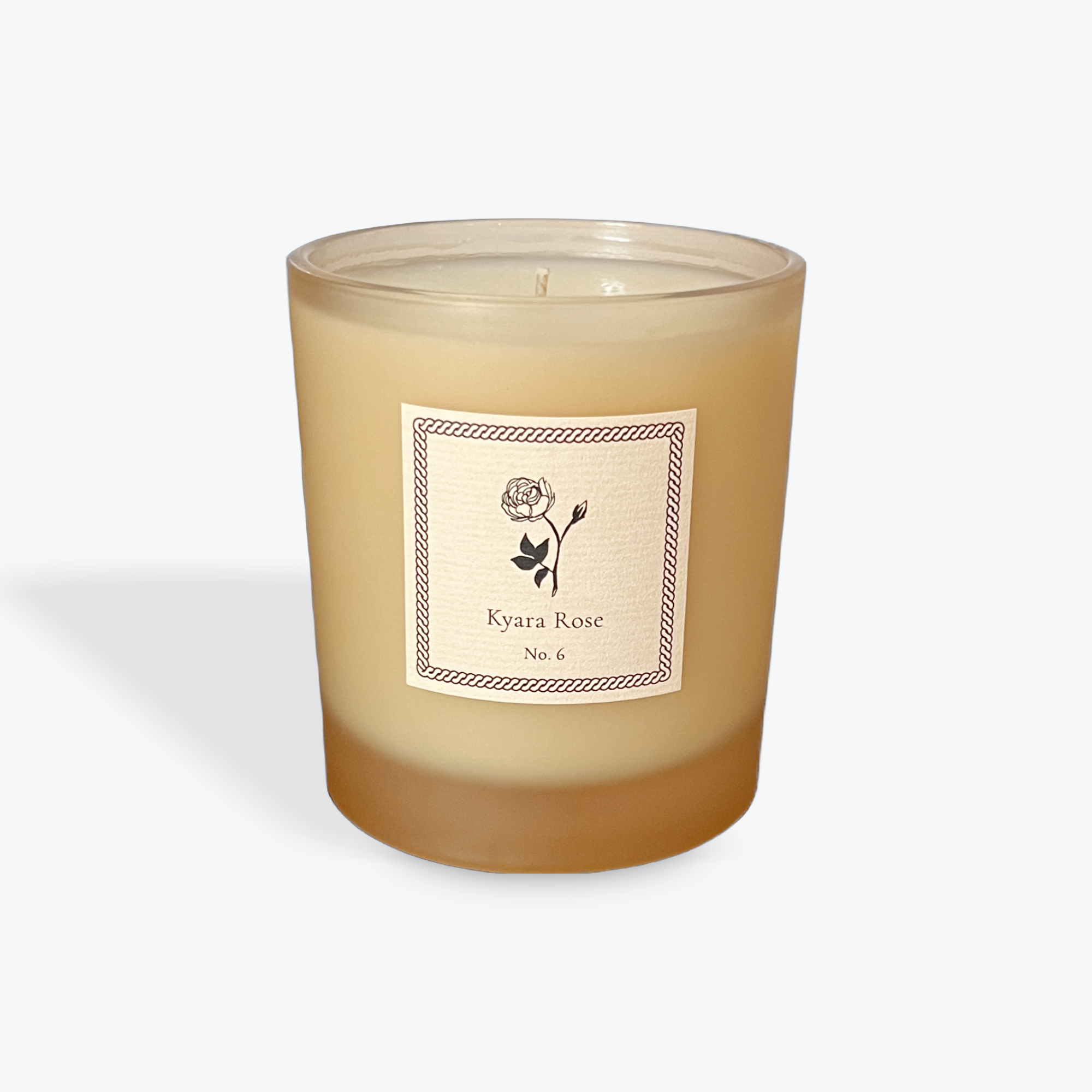 Candle with a label on a white background