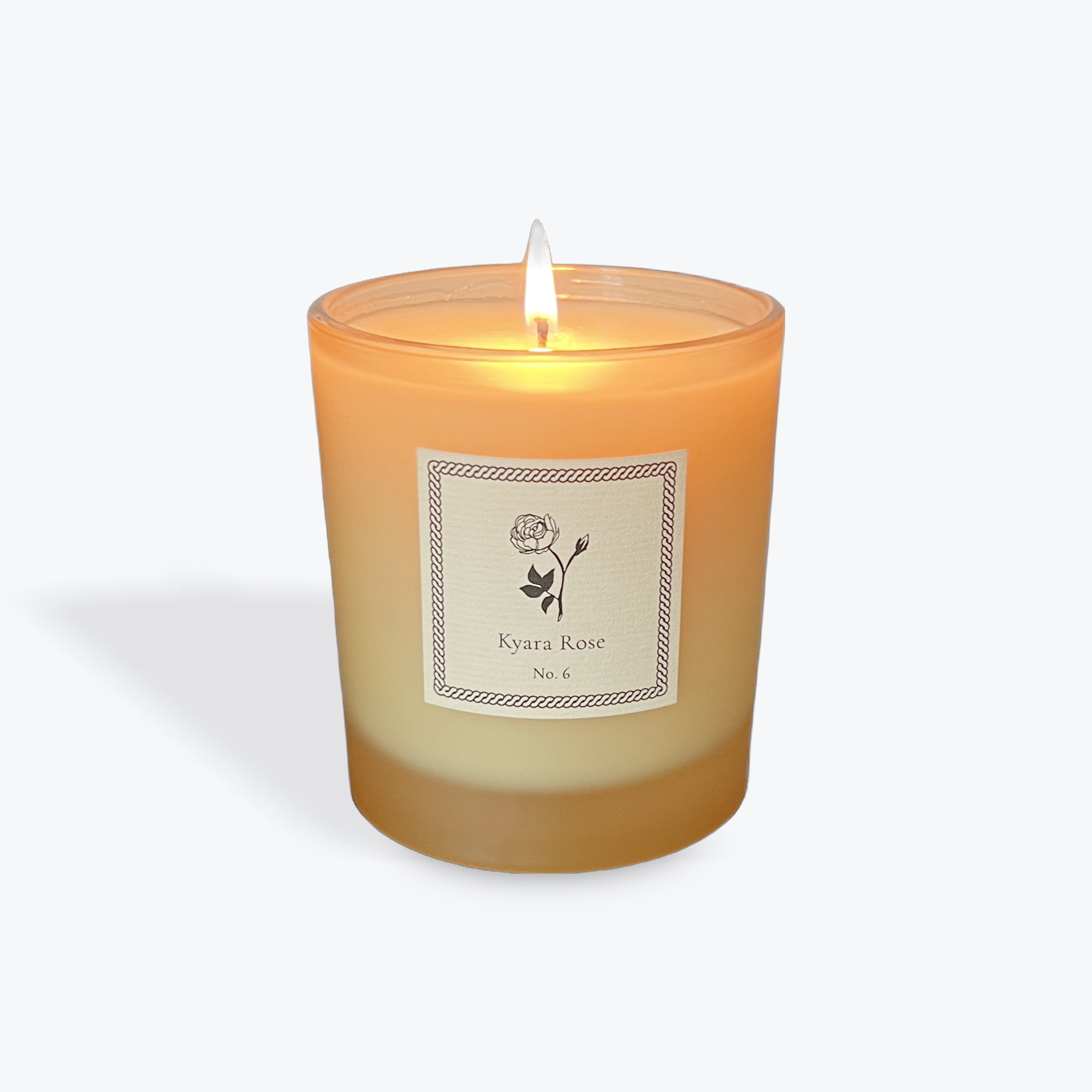 Candle with a label on a white background