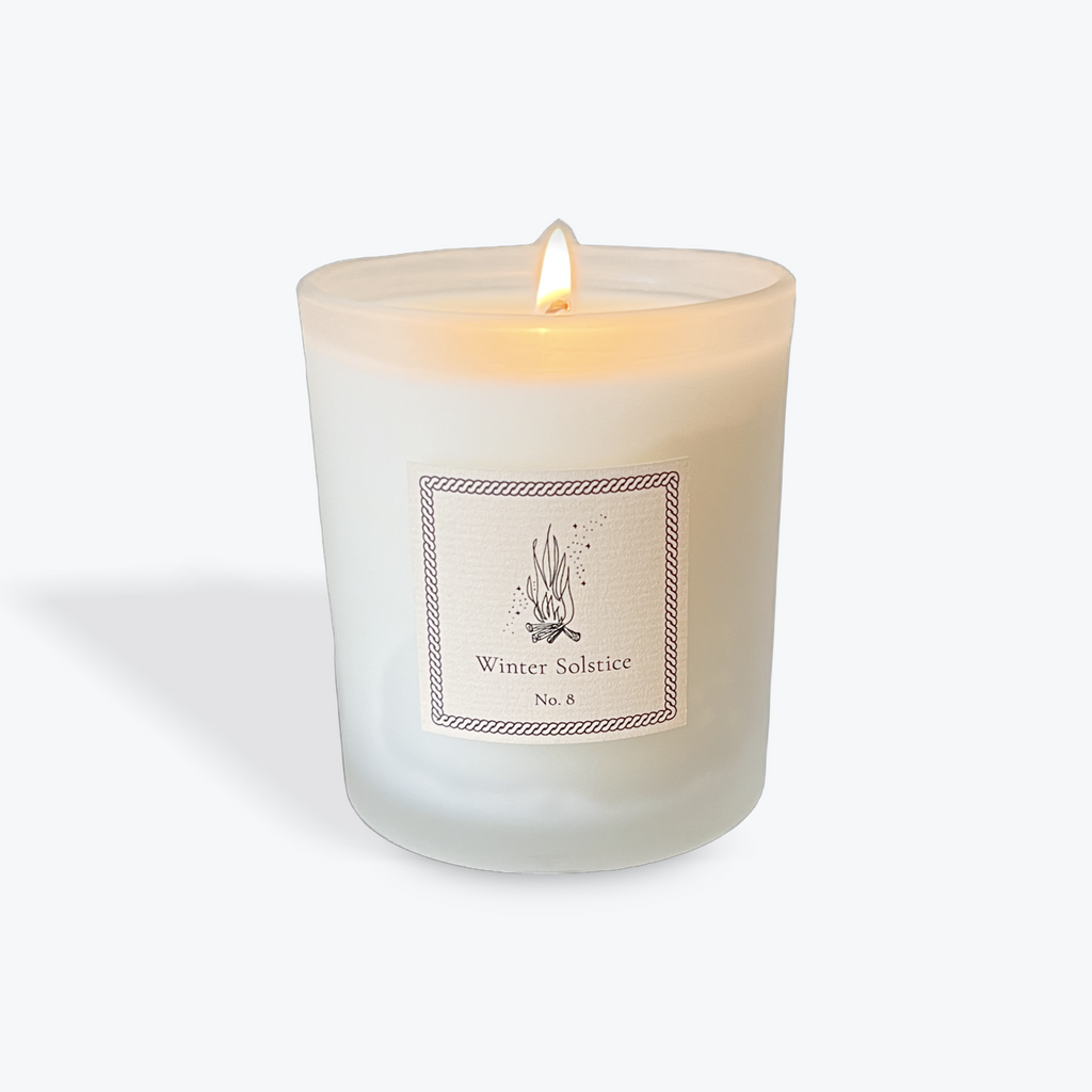 Winter Solstice Candle in frosted clear vessel