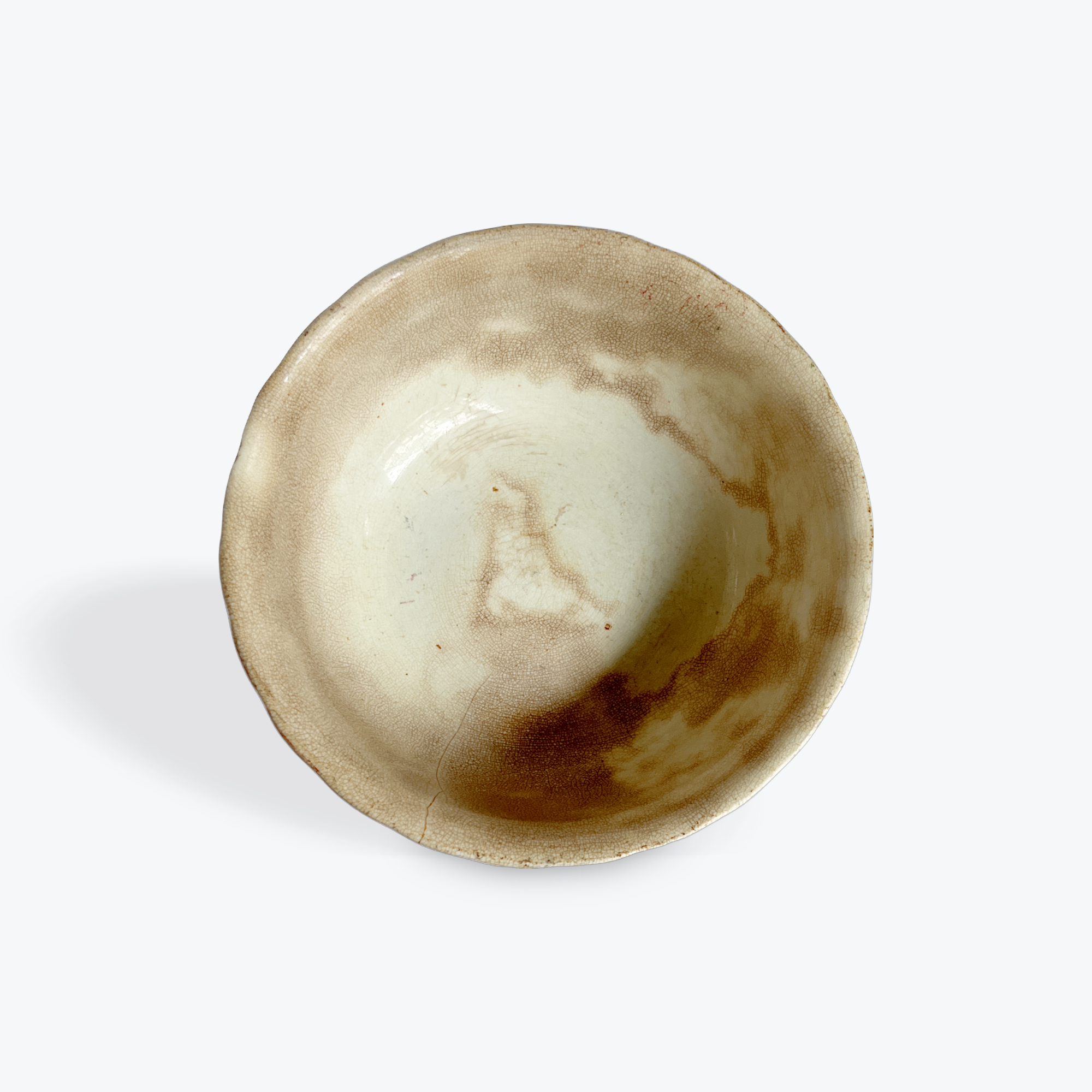 inside of ironstone bowl on white background